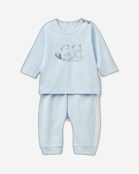 طقم تي شيرت وبنطال دافئ