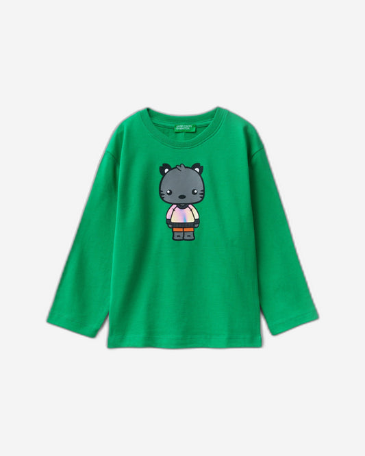 تي شيرت قطني طويل الألياف مع طباعة