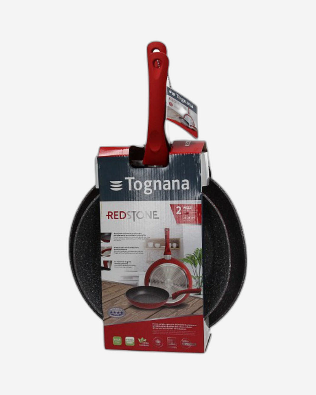 طقم مقلاة تونانا الرخامية الحمراء - قطعتان (24 سم و28 سم)