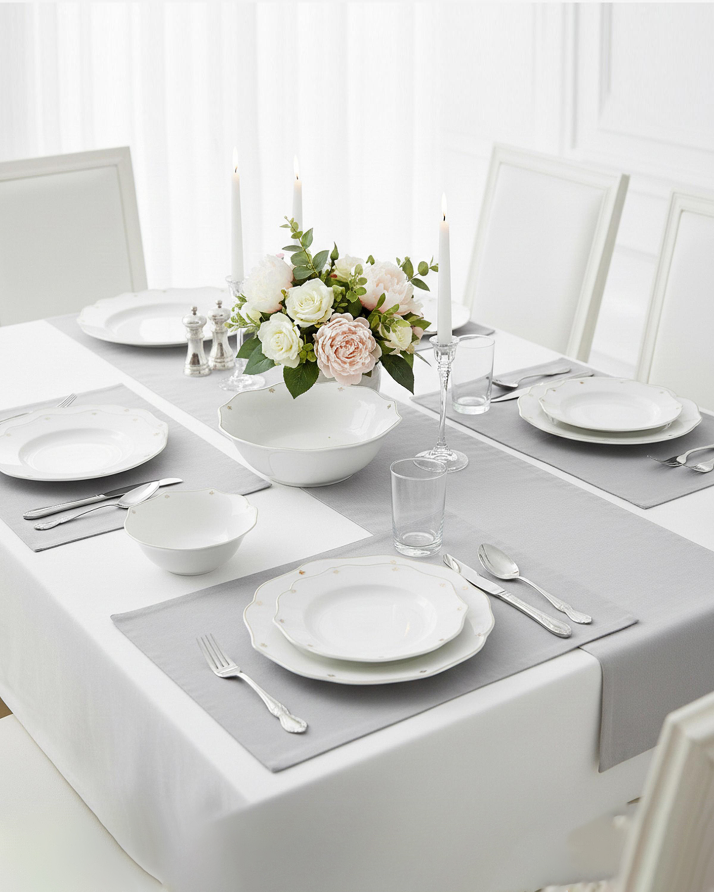 Shallow SAFY Dinner Set 32 pcs White with Gold-Plated Border