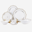 Shallow ZENA Dinner Set 32 pcs White with Gold Border
