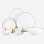Shallow ASMA Dinner Set 32 pcs White with Elegant Gold Rim