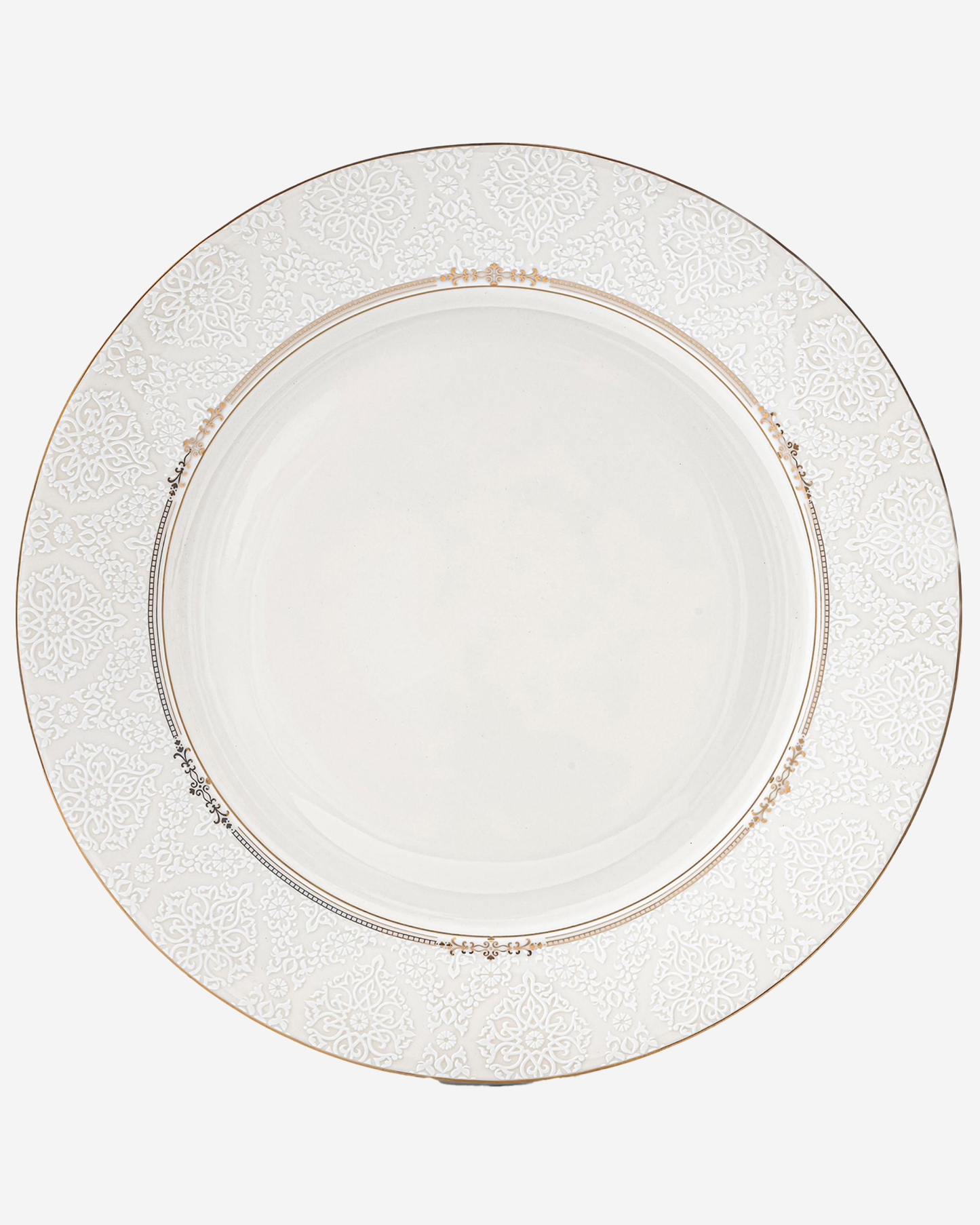 Shallow ISLA Dinner Plate 26.7 cm White with Gold Rim