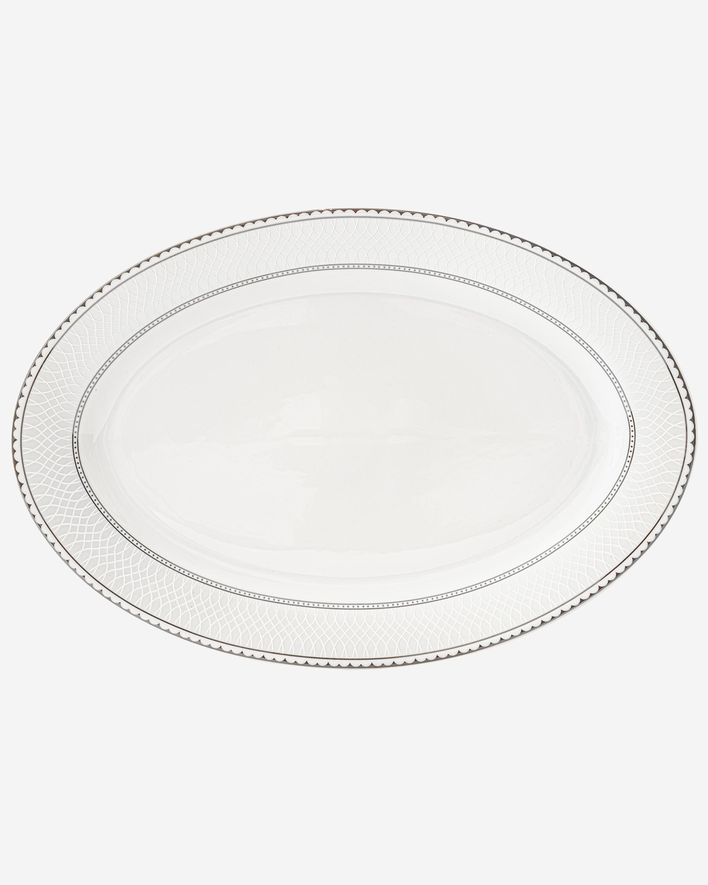 Shallow JUNA Oval Platter 36 cm Large Elegant White with Texture