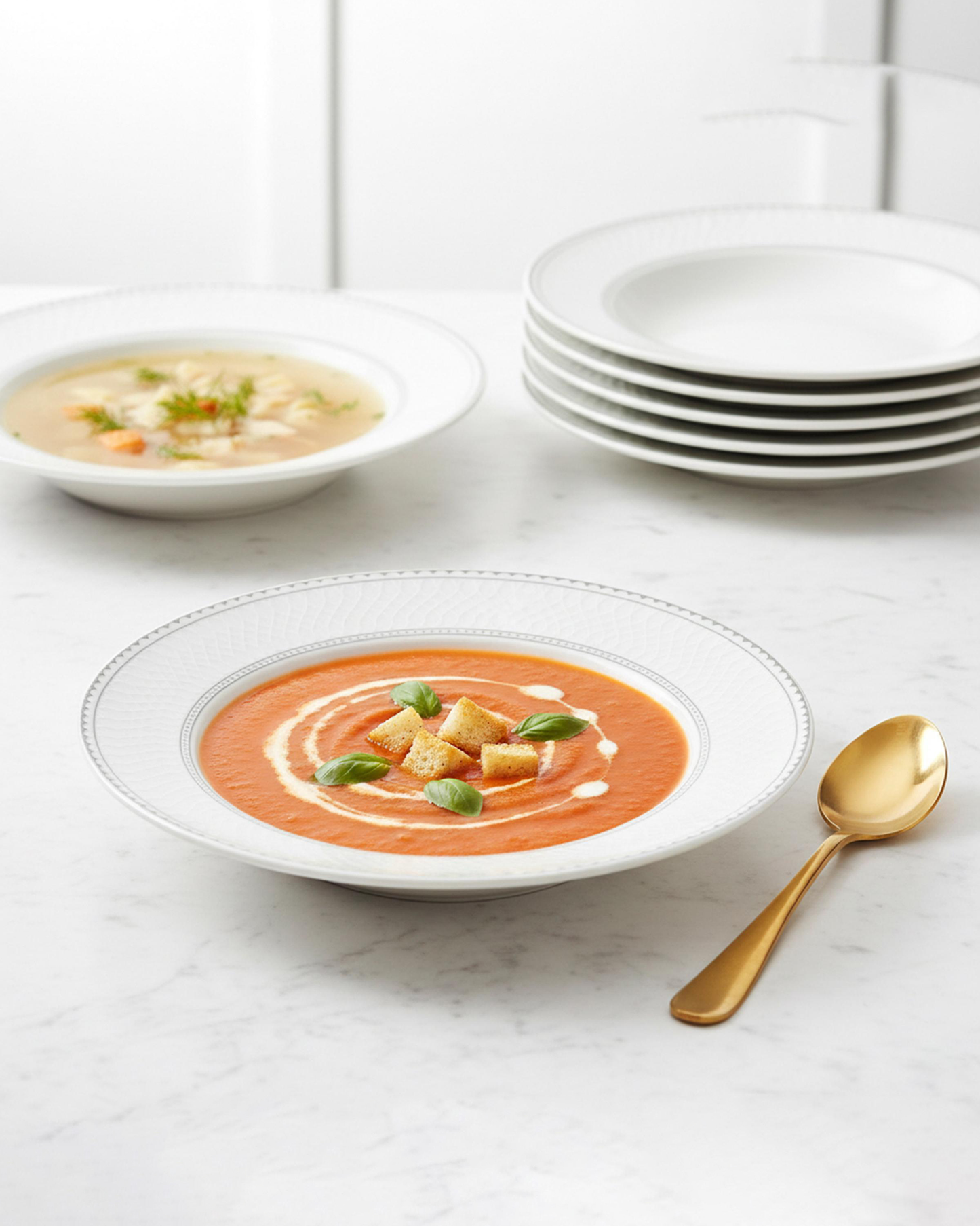 Shallow JUNA Soup Plate 22 cm Elegant White with Texture