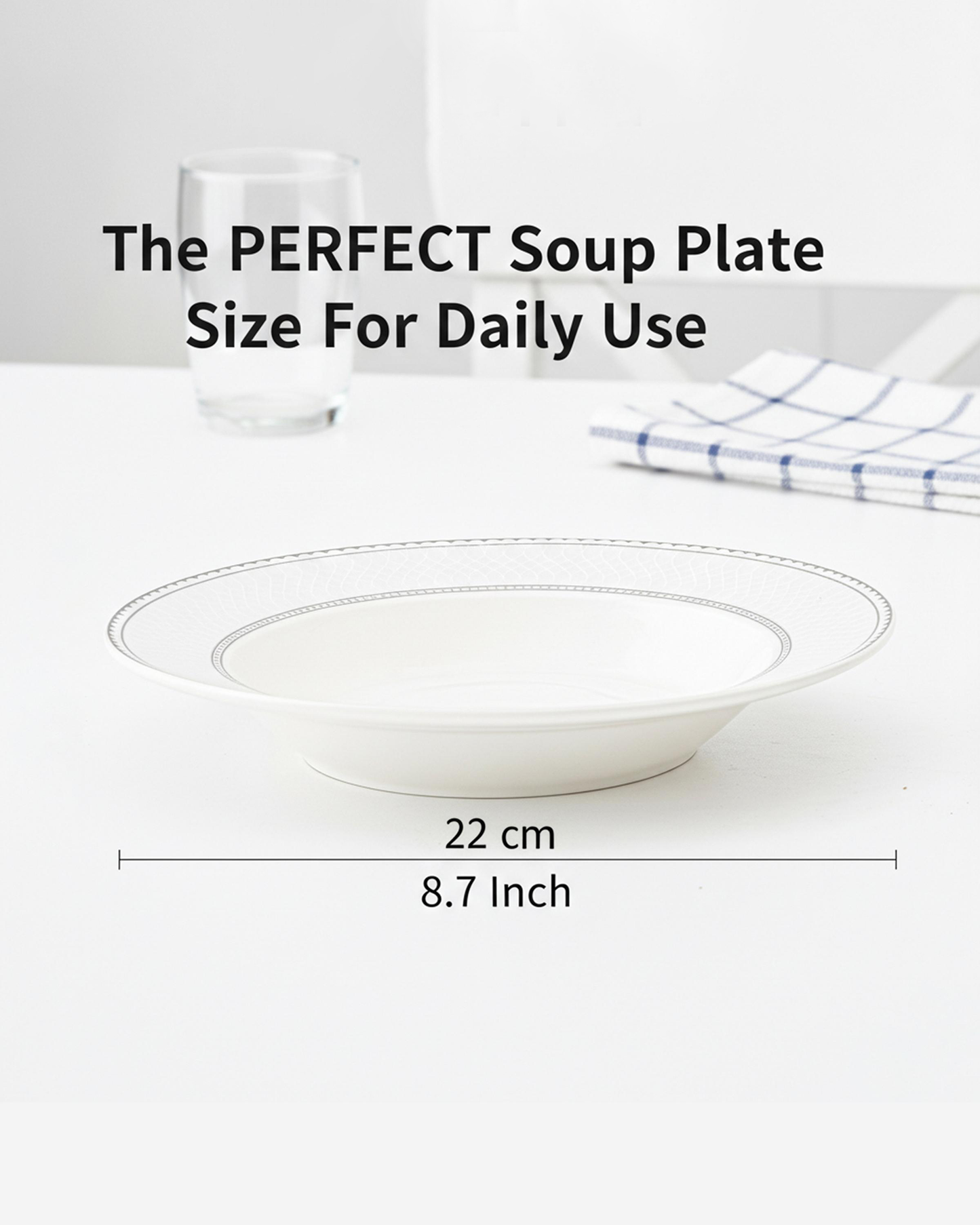 Shallow JUNA Soup Plate 22 cm Elegant White with Texture