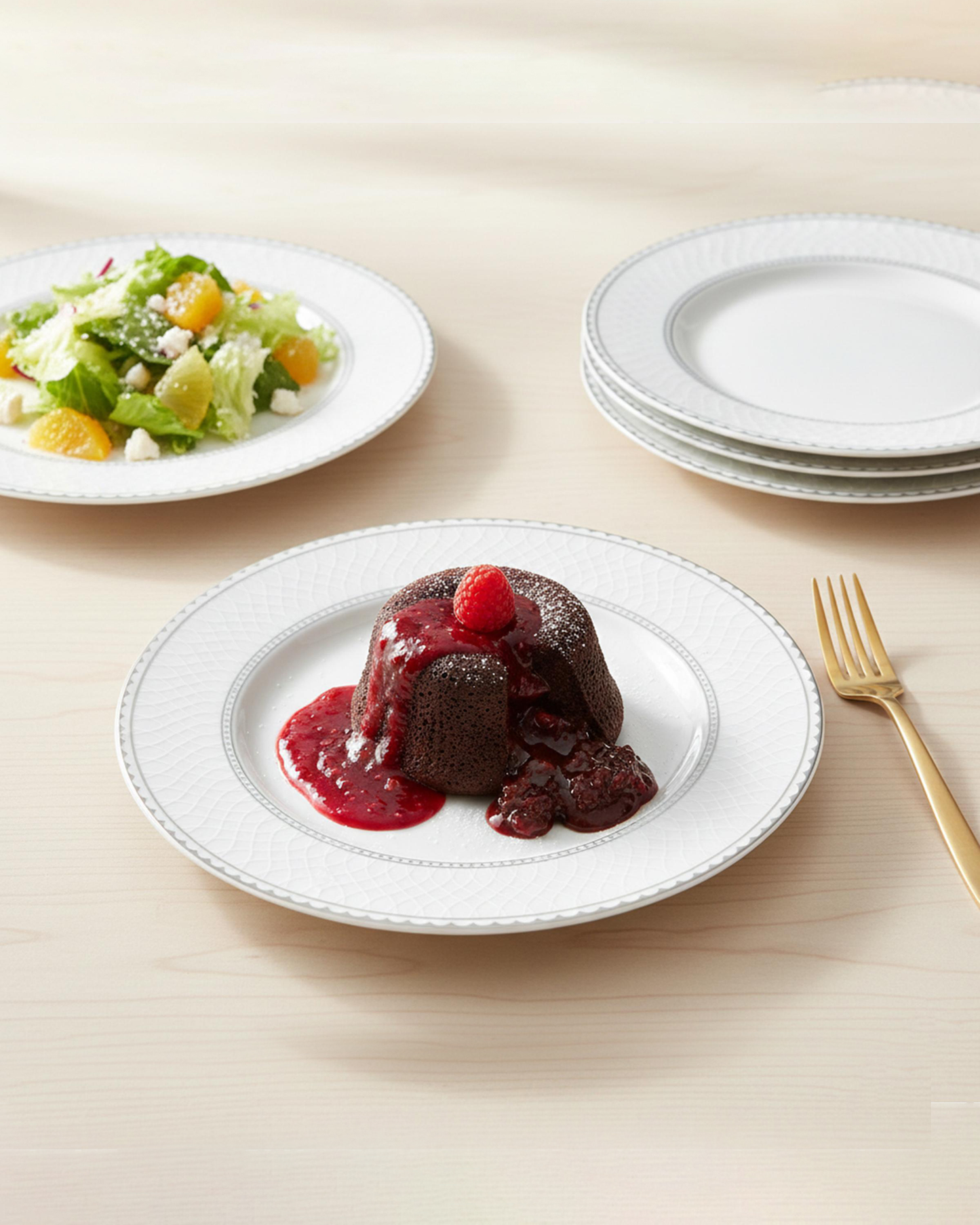 Shallow JUNA Dessert Plate 19 cm Elegant White with Texture