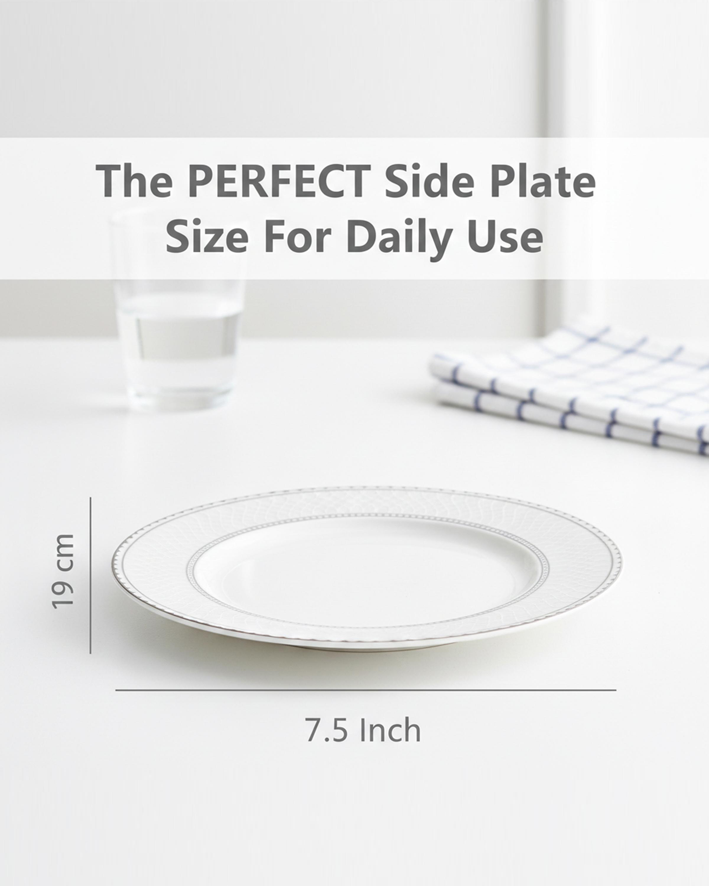 Shallow JUNA Dessert Plate 19 cm Elegant White with Texture