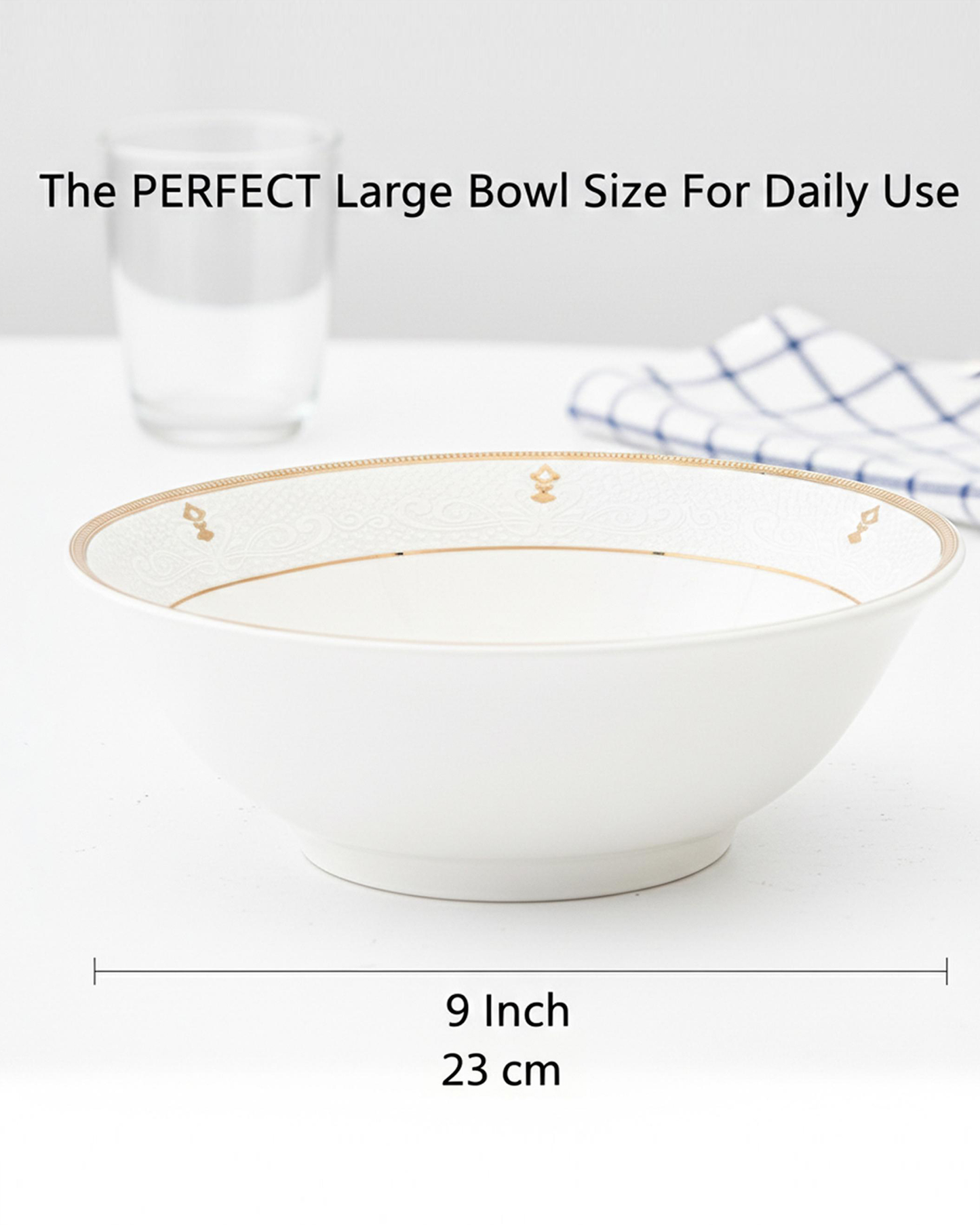 Shallow ZAYA Bowl 23 cm Large Elegant White Serving Bowl