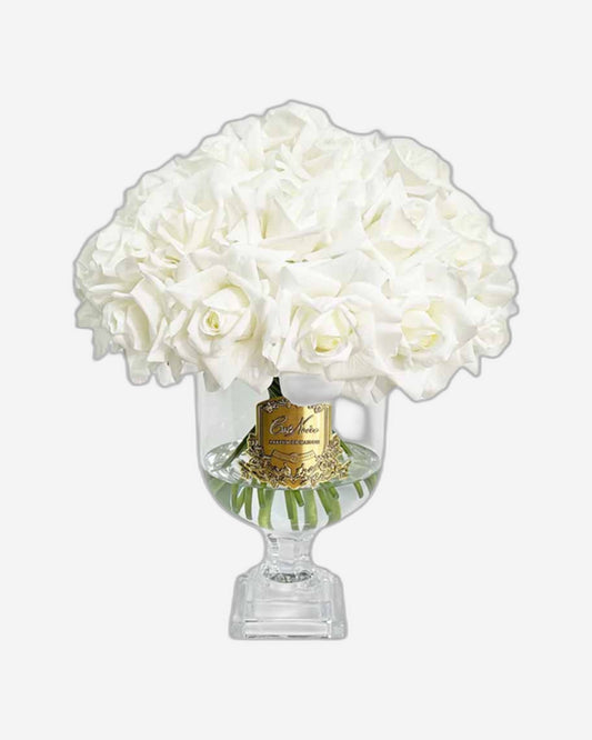 باقة ورد فرساي في مزهرية زجاجية مع 31 زهرة حريرية اصطناعية