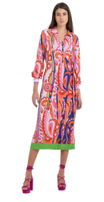VISCOSE SHIRT-DRESS WITH ALL-OVER PRINT