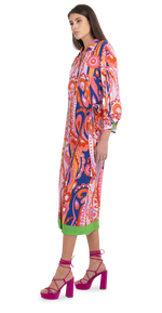 فستان قميص من الفيسكوز بطبعة كاملة