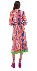 فستان قميص من الفيسكوز بطبعة كاملة