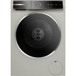 Bosch Series 8 Free-Standing Washing Machine, Frontloader Fullsize, 9 kg, 1400 rpm, Home Connect: Remote Monitoring and Control, TouchControl button, Programmable, Silver Inox, WGB244AXGC