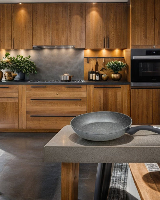 مقلاة ووك رخامية من توجنانا ميثوس بمقبض واحد وغطاء، قطر 28 سم