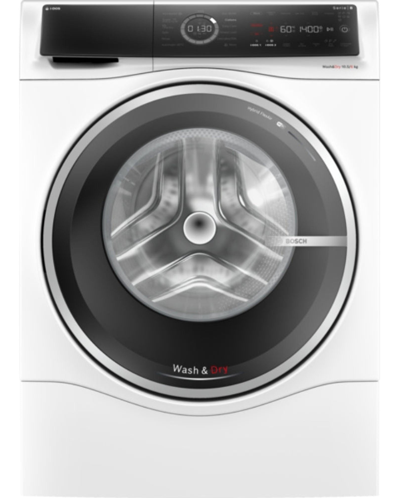 Bosch Series 8 Washer Dryer, 10/6kg, Large LED display, 1400 RPM, White WNC254A0GC