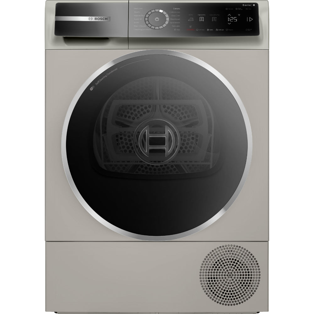 Bosch Series 8 Free-Standing Heat Pump Dryer 9 kg, EcoSilence Drive, Touch Dial, Silver inox WQB245BXGC
