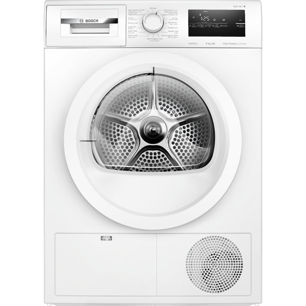 Bosch Series 4 Free-standing Heat Pump Tumble Dryer 8 kg, Auto Dry, Touch Control Buttons, Acoustic, LED-display WTH85210GC