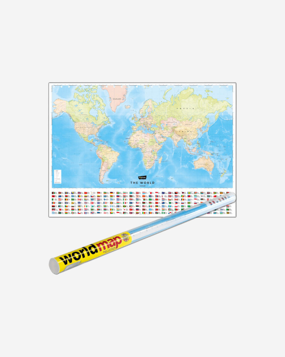خريطة العالم - ملفوفة - A4