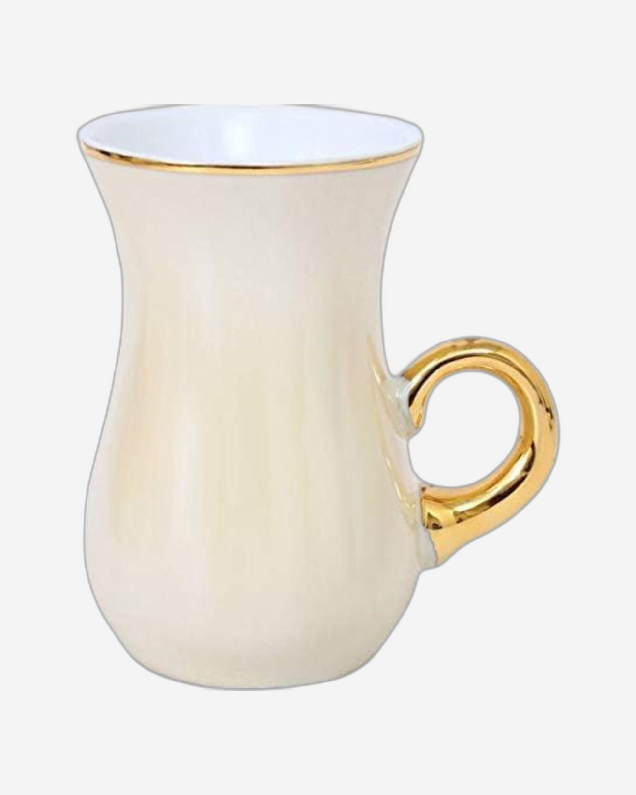 طقم أكواب وصحون إستيكان من الخزف العظمي الضحل، بيج/ذهبي، 12 قطعة، طقم شاي أنيق لـ 6 أشخاص