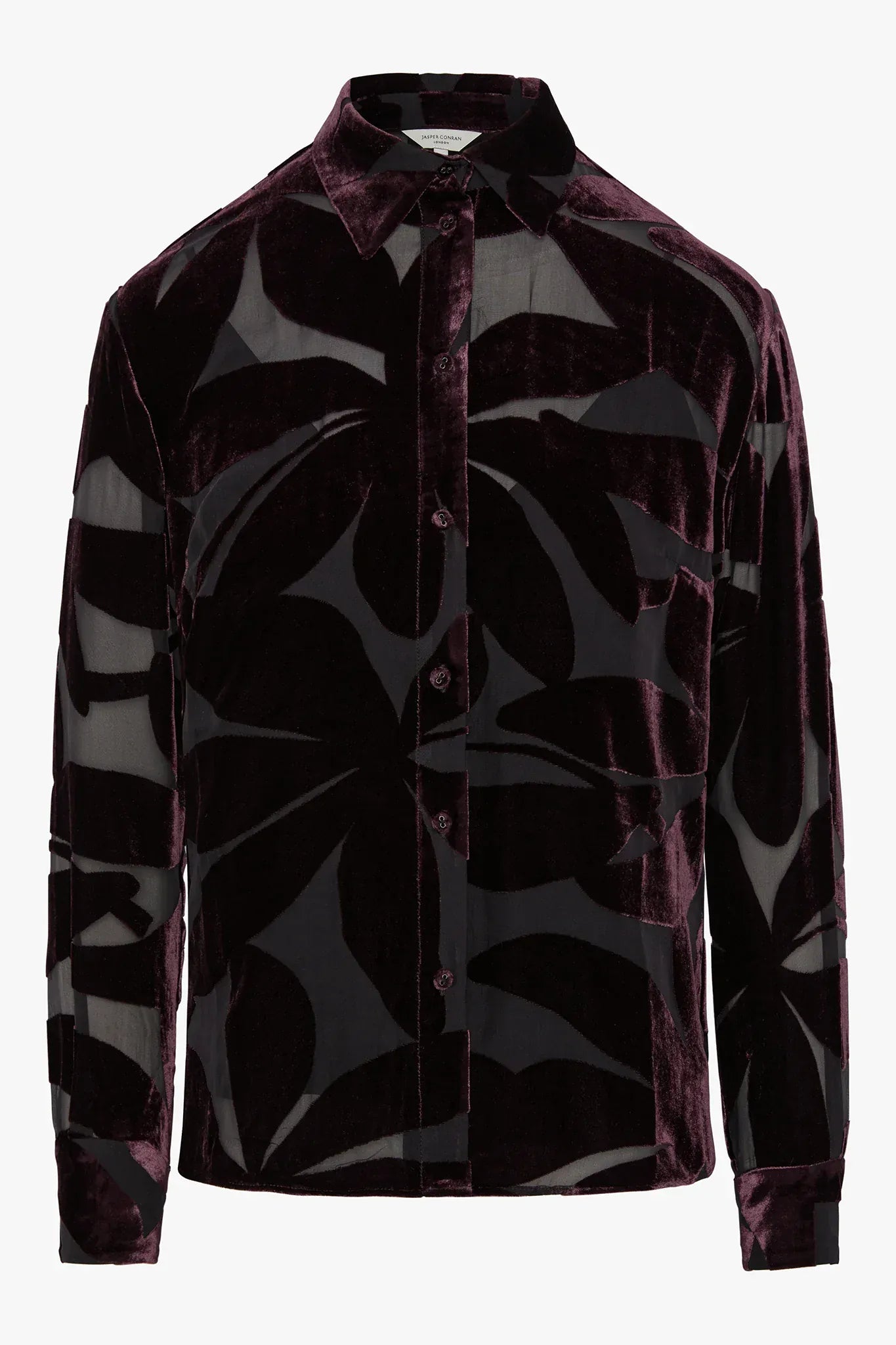Idalia Velvet Burn Out Shirt in Berry Floral
