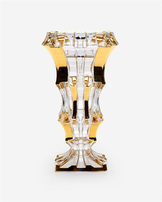 Che Crystal Bohemia Cascade Vase Non Lead With Gold