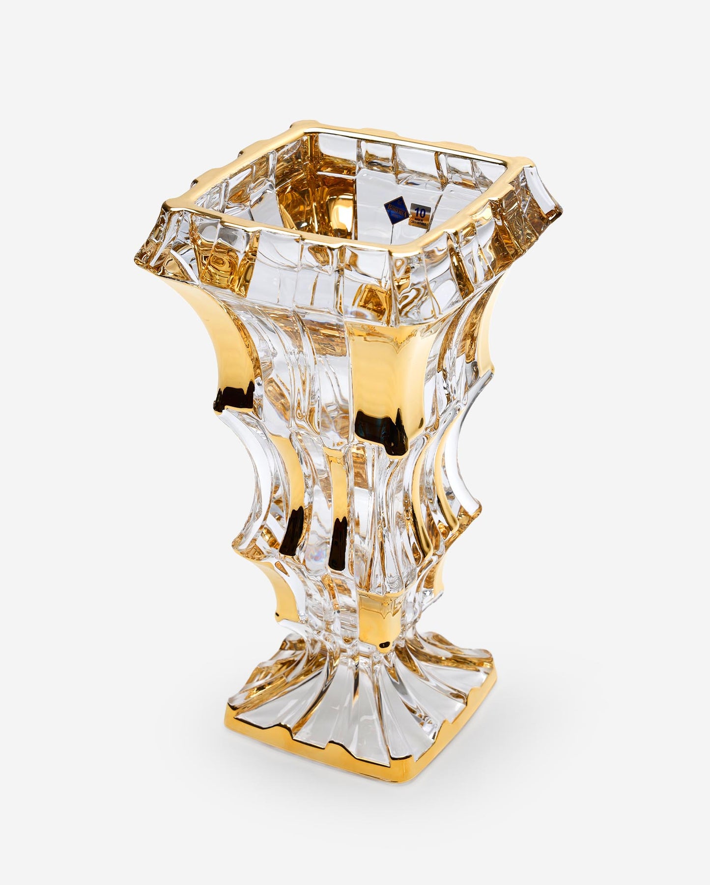 مزهرية كريستال بوهيميا المتدرجة الخالية من الرصاص والمزينة بالذهب