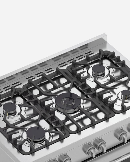 طباخ غاز كامل من هوفر 90×60 مع 5 شعلات غاز (1 ووك)، أمان كامل، فرن غاز وشواية، إشعال ذاتي، دعامة من الحديد الزهر، مروحة تبريد وحمل حراري، باب زجاجي ثلاثي الطبقات، ستانلس ستيل - HGC-G95G-PS