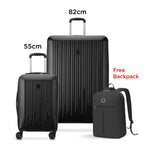 مجموعة حقائب ديلسي باريس كريستين الصلبة مقاس 55+82 سم، مزودة بأربع عجلات مزدوجة قابلة للتوسيع، مناسبة لكابينة السفر وتسجيل الوصول، لون أزرق كلاين، بالإضافة إلى حقيبة ظهر مجانية