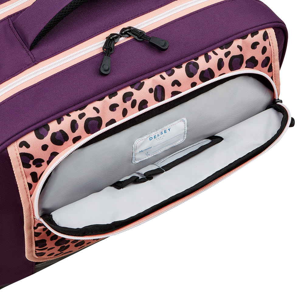 حقيبة كتف ديلسي باريس "العودة إلى المدرسة 2025" بأربع عجلات وهيكل صلب مطبوعة