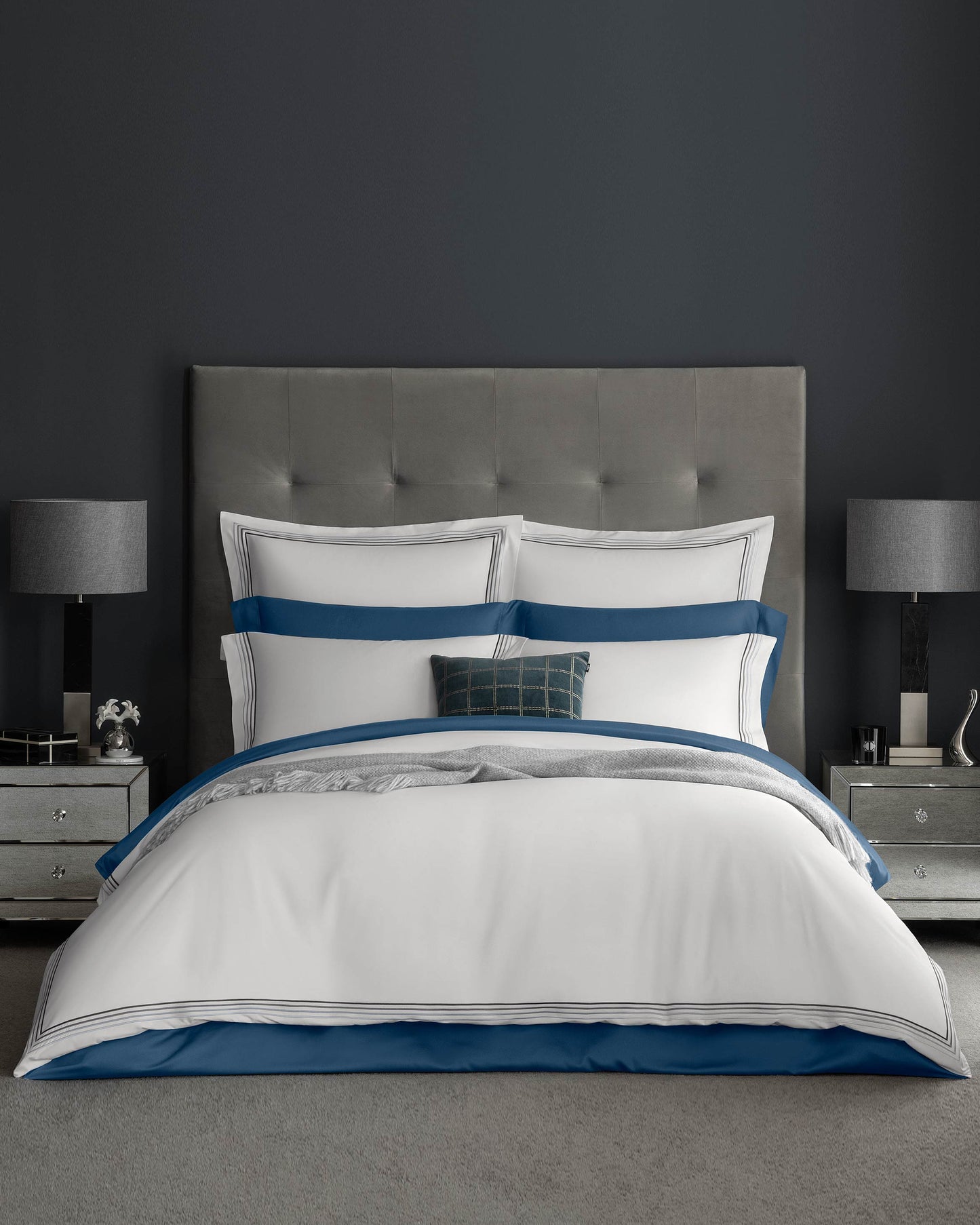 Togas Linari Duvet Cover in White Grey