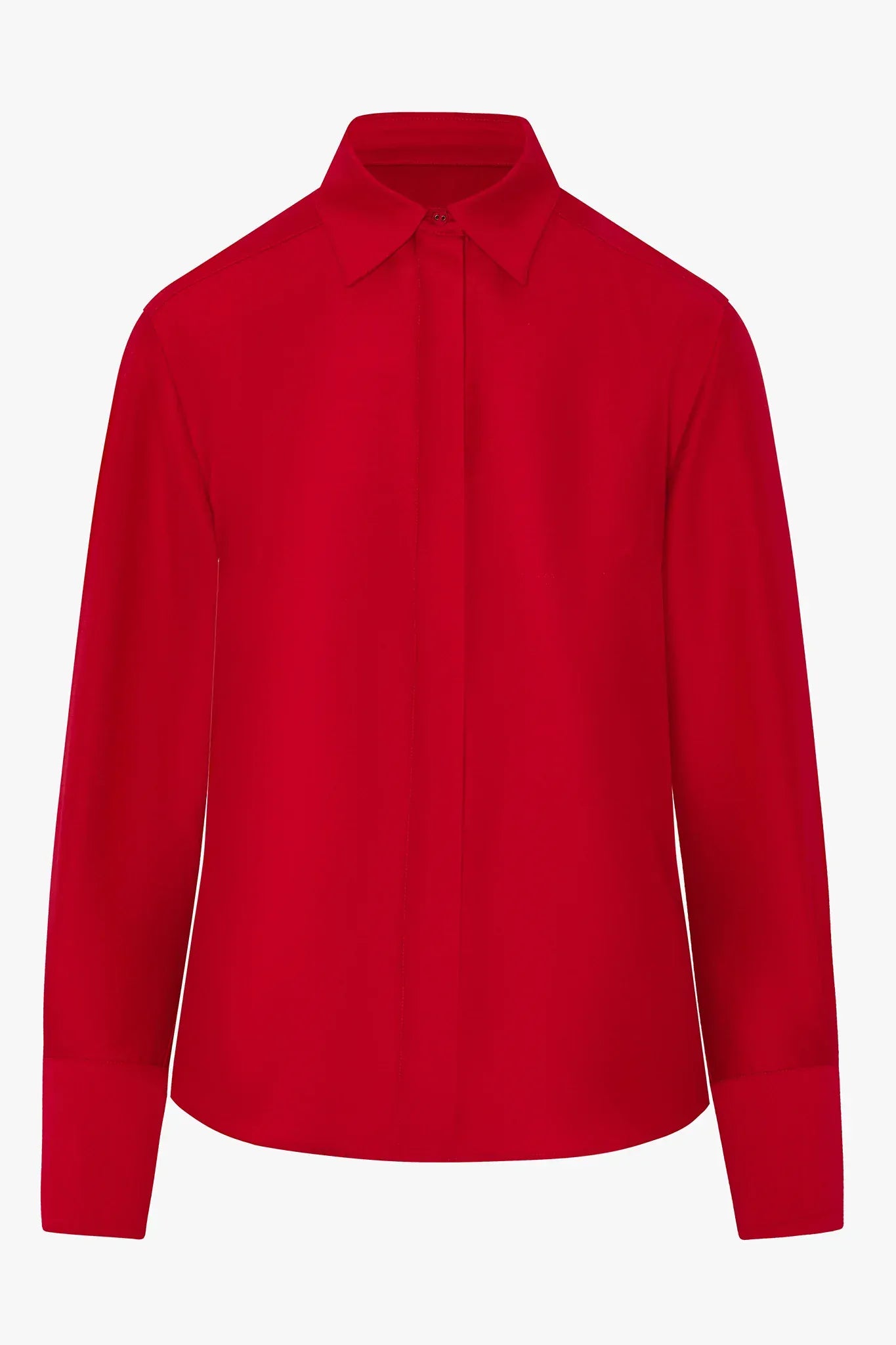 Gwen Wool Silk Fitted Shirt in Red