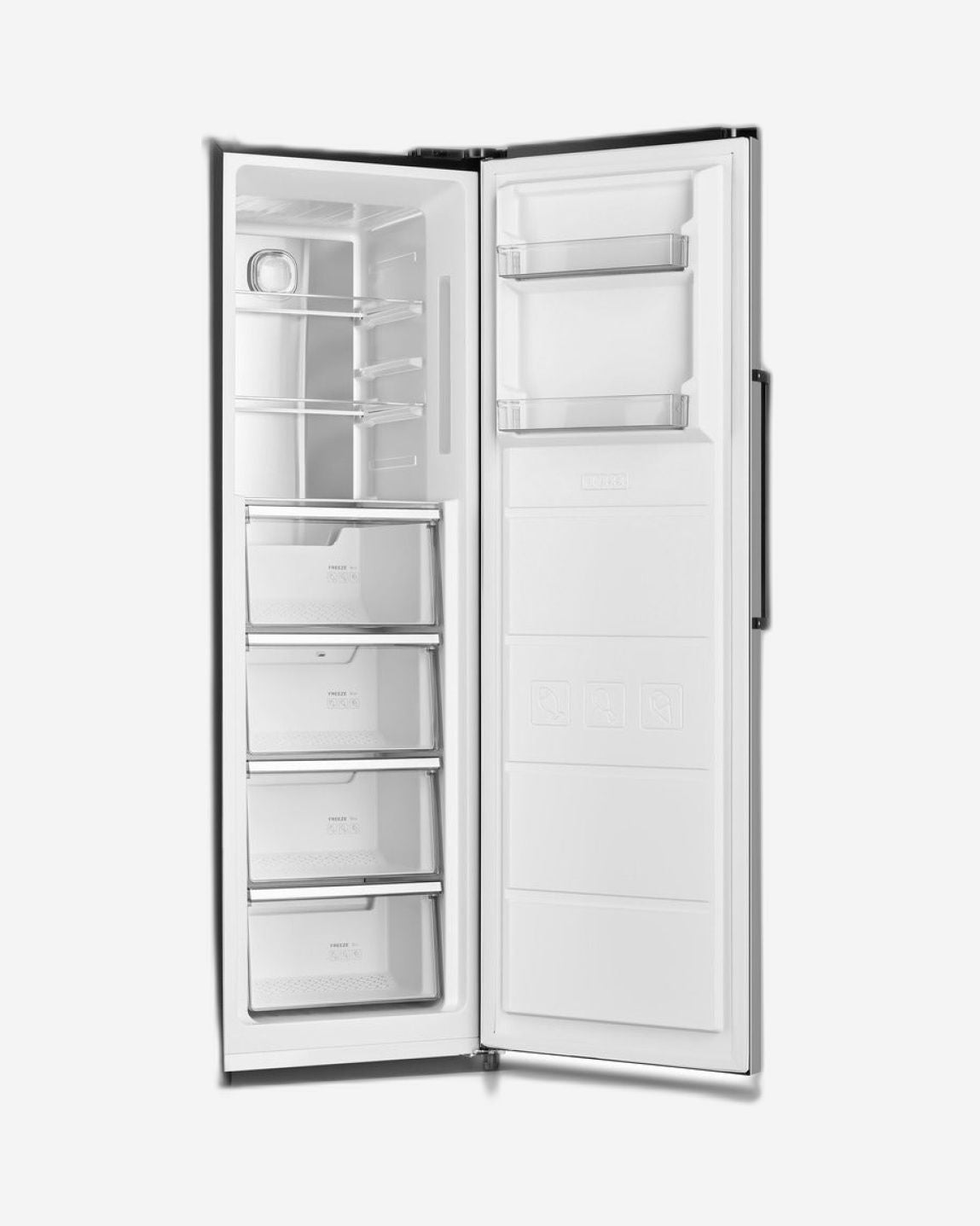 ثلاجة هوفر 345 لترًا قابلة للتحويل إلى درجة حرارة 2 في 1، بدون تجميد، نظام عاكس، تبريد متعدد تدفقات الهواء المعدنية، إضاءة LED، شاشة عرض على الباب، ضمان لمدة عام، طلاء من الفولاذ المقاوم للصدأ - HSFR-K345-S