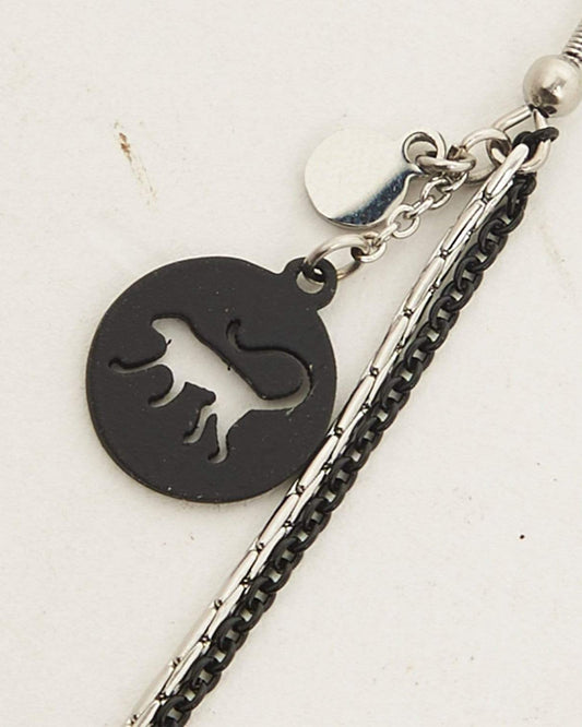 أقراط كيبلينج السوداء الفضية C200824-99A