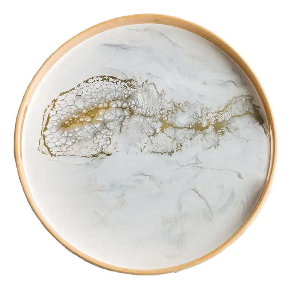 RESIN ACCENTED BAMBOO ROUND TRAY