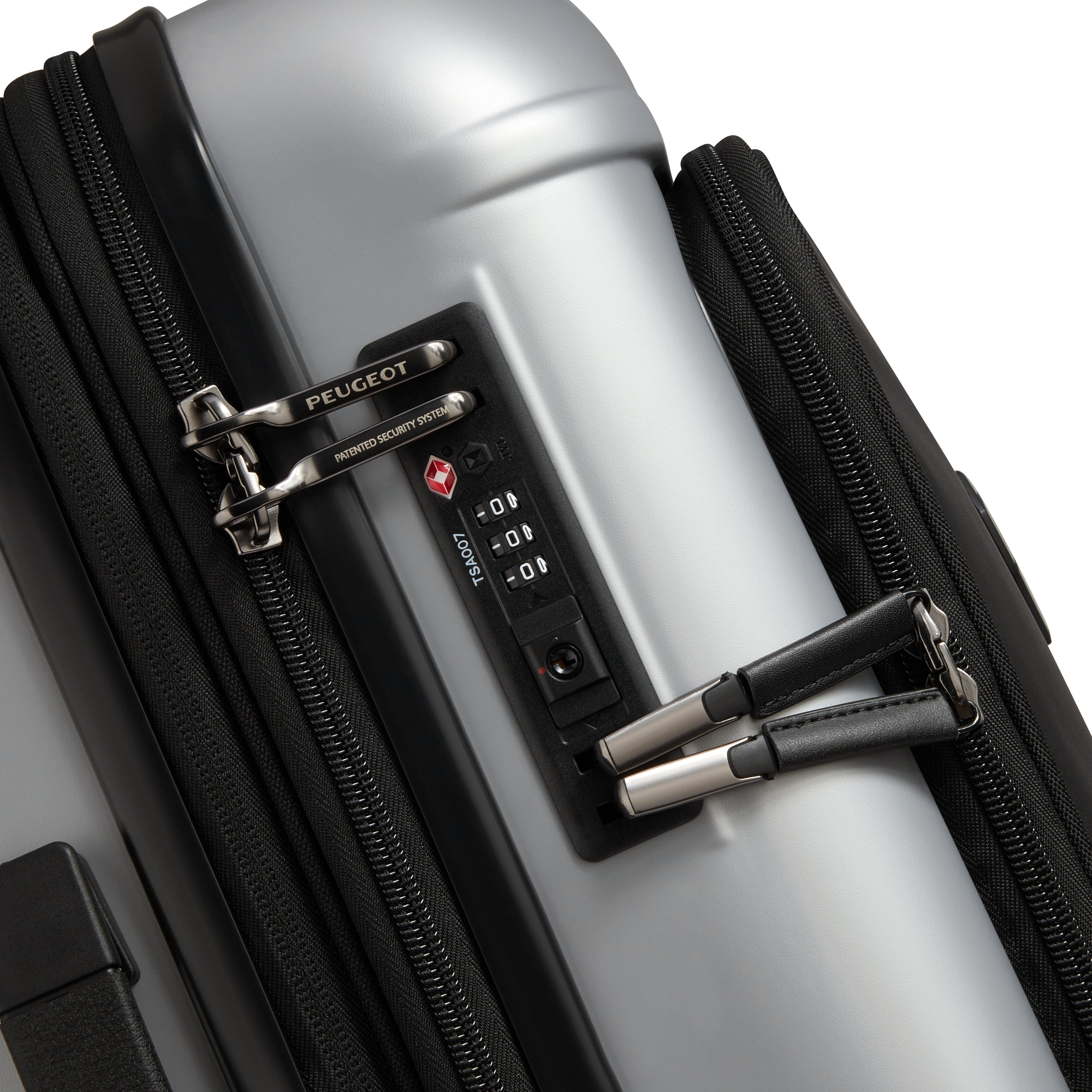 حقيبة بيجو زيب الصلبة ذات العجلات الأربع المزدوجة