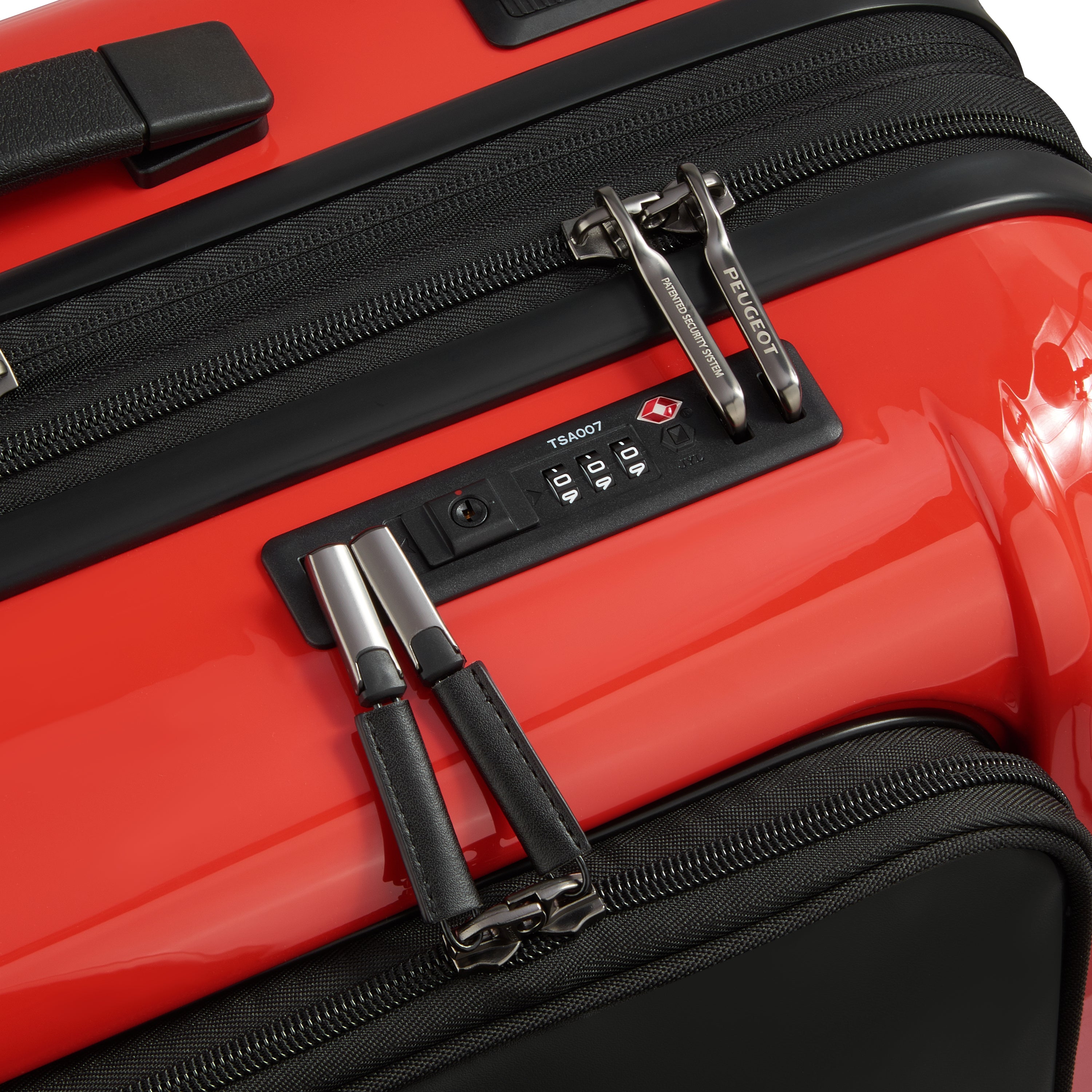 حقيبة بيجو زيب الصلبة ذات العجلات الأربع المزدوجة