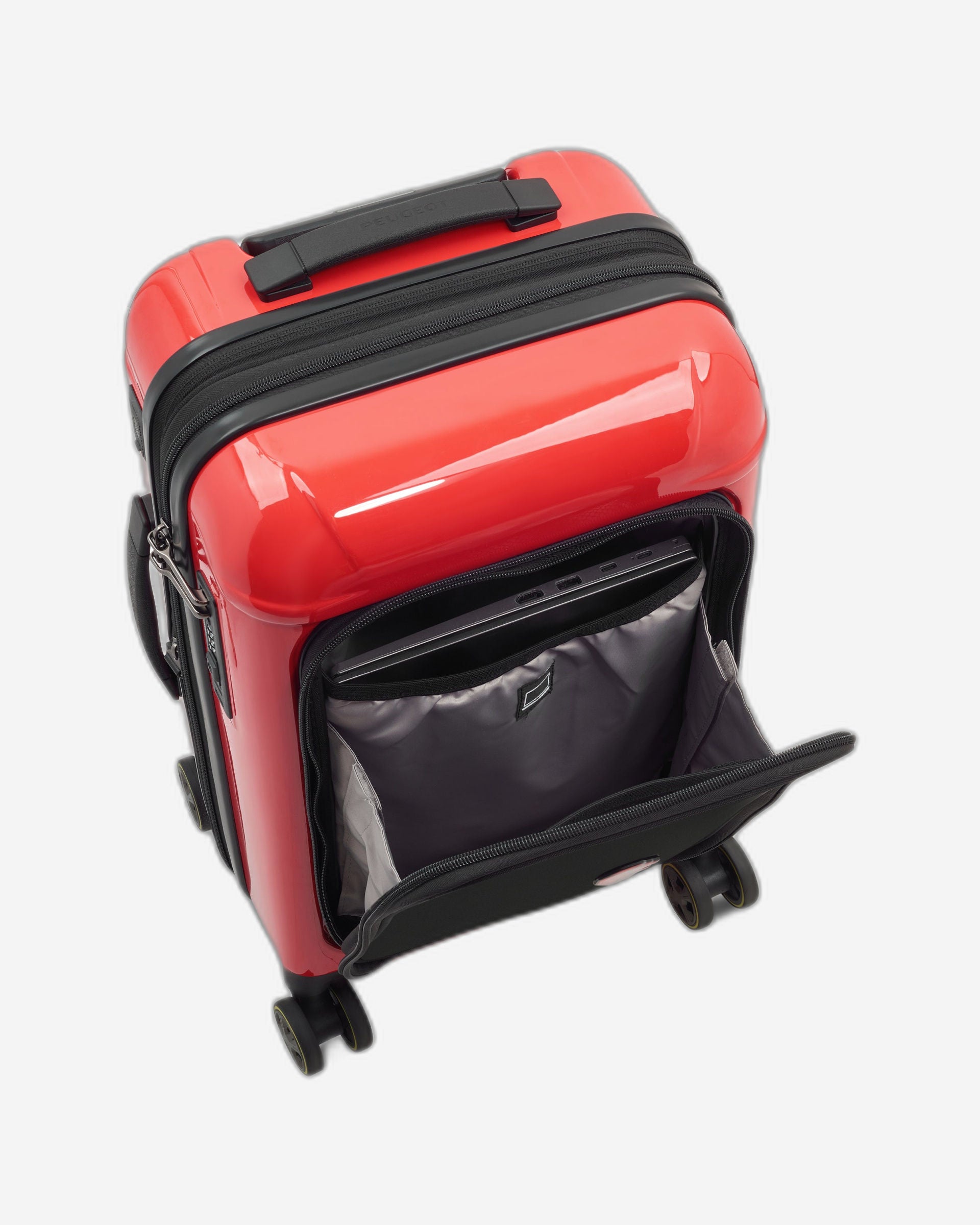 حقيبة بيجو زيب الصلبة ذات العجلات الأربع المزدوجة