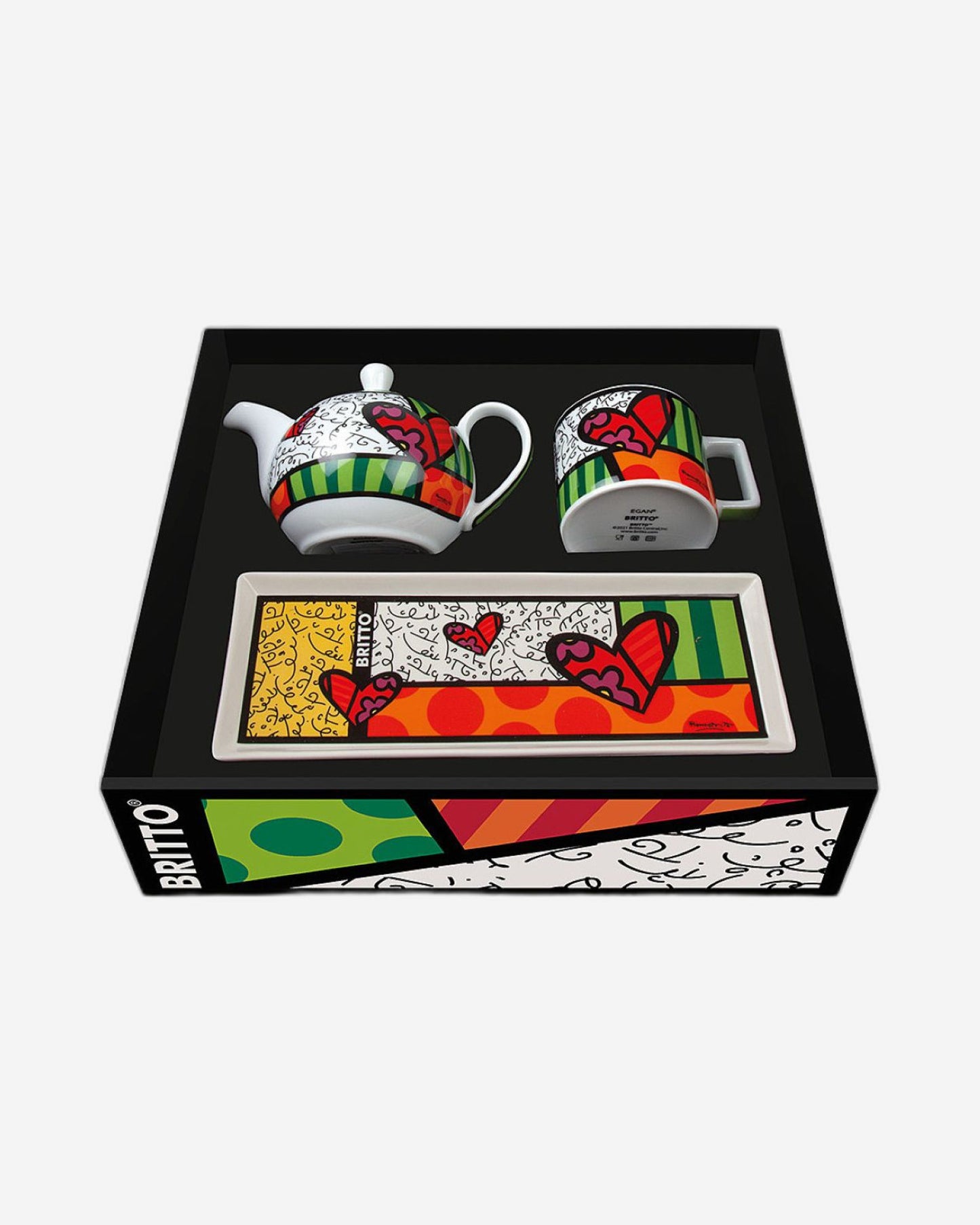 طقم إيغان إبريق شاي وكوب كابتشينو على شكل قلب وصينية