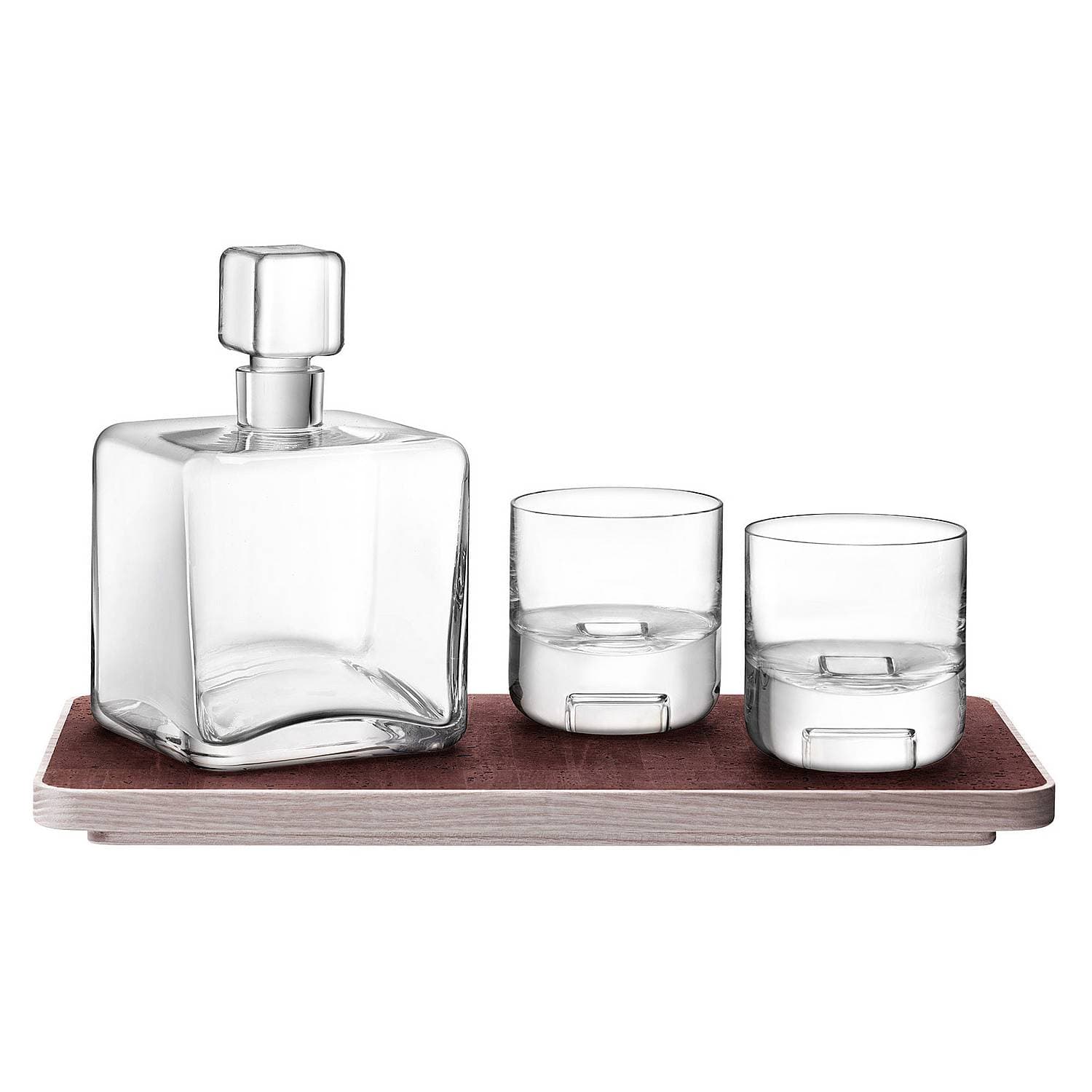 LSA Cask Whisky Connoisseur Set Clear& Ash/Cork Tray 