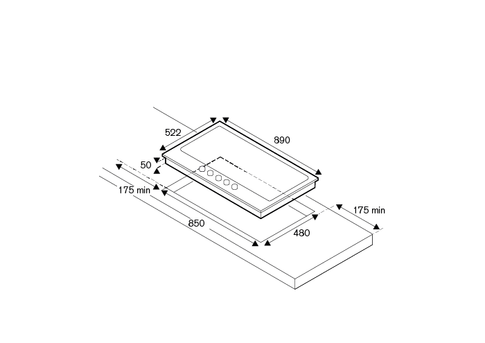 موقد غاز بيرتازوني 90 سم ذو سطح زجاجي مع مقلاة ووك مركزية