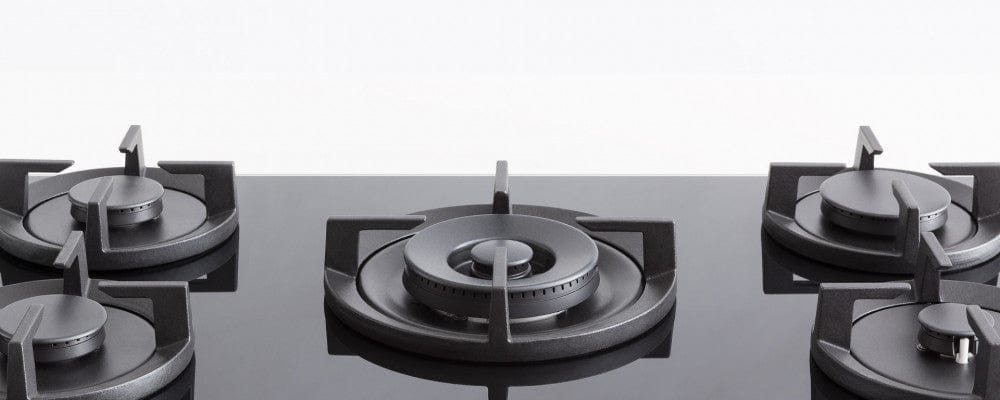 موقد غاز بيرتازوني 90 سم ذو سطح زجاجي مع مقلاة ووك مركزية