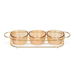 Fissman Pristine 3 Piece Glass Bowl with Metal Stand 9.7x5.3cm, 240ml/36x10.4x5.7cm