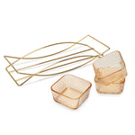 وعاء زجاجي بريستين من فيسمان، 3 قطع، مع حامل معدني، 9.9×9.9×5 سم، 280 مل/31.8×11.6×5.3 سم