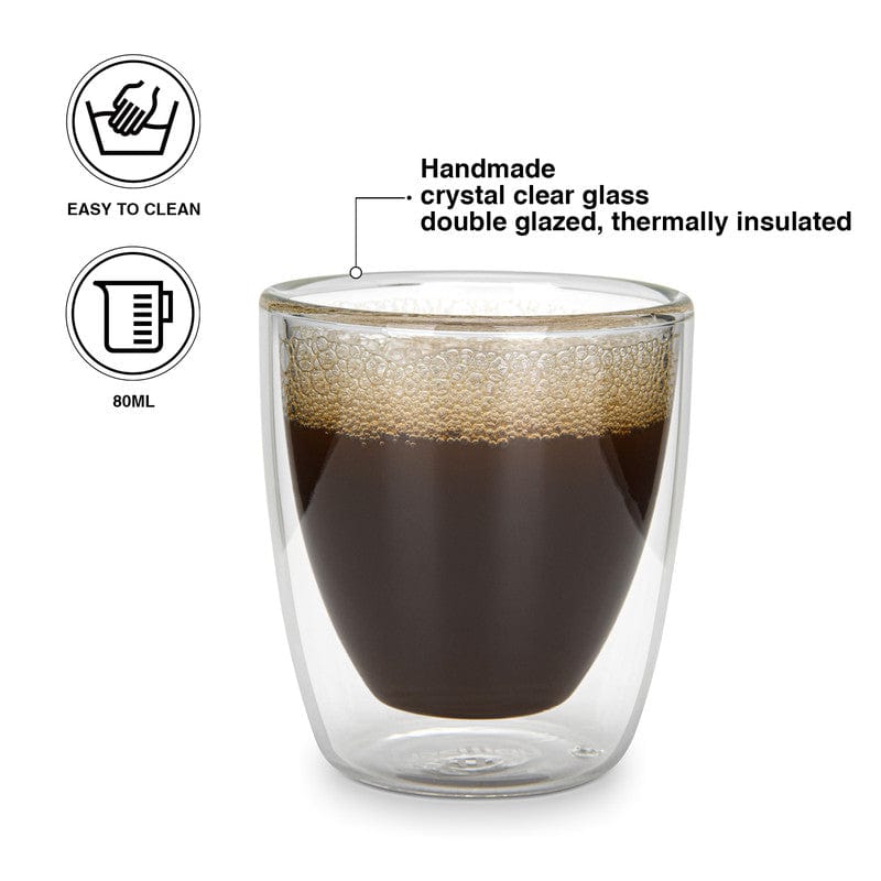 كأس فيسمان مزدوج الجدار من قطعتين، سعة 80 مل، مصنوع من زجاج البورسليكات