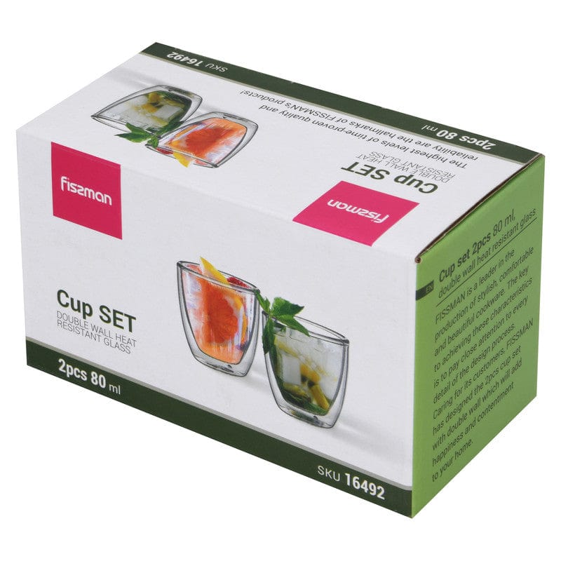 كأس فيسمان مزدوج الجدار من قطعتين، سعة 80 مل، مصنوع من زجاج البورسليكات