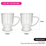 أكواب فيسمان مزدوجة الجدار من قطعتين، سعة 270 مل، مصنوعة من زجاج البورسليكات