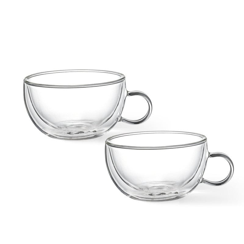 أكواب فيسمان مزدوجة الجدار، قطعتان، سعة 330 مل، مصنوعة من زجاج البورسليكات