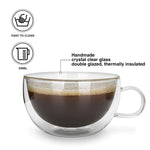 أكواب فيسمان مزدوجة الجدار، قطعتان، سعة 330 مل، مصنوعة من زجاج البورسليكات