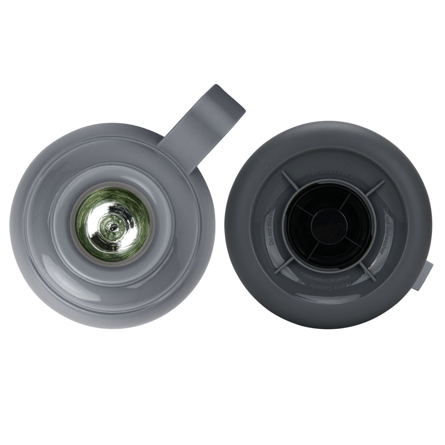 زجاجة فيسمان المفرغة من الهواء سعة 1800 مل مع علبة بلاستيكية وزجاج، رمادي غامق